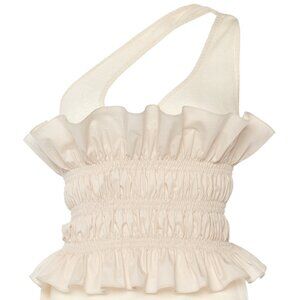 Johanna Ortiz Good Flow Shirred One-Shoulder Top